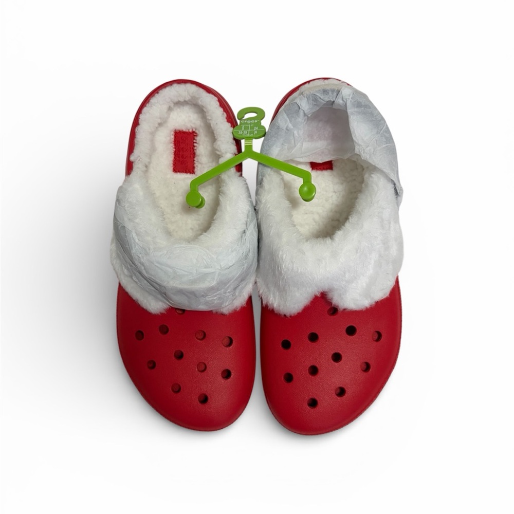 CROCS kids Red Classic Lined Santa Clog J6
